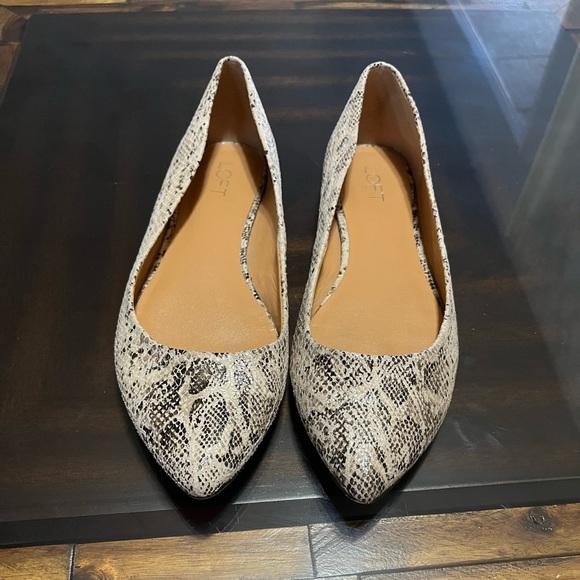 Ann Taylor Loft Aubrey Snake Print Pointed Toe Flats Size 10 - Picture 2 of 10